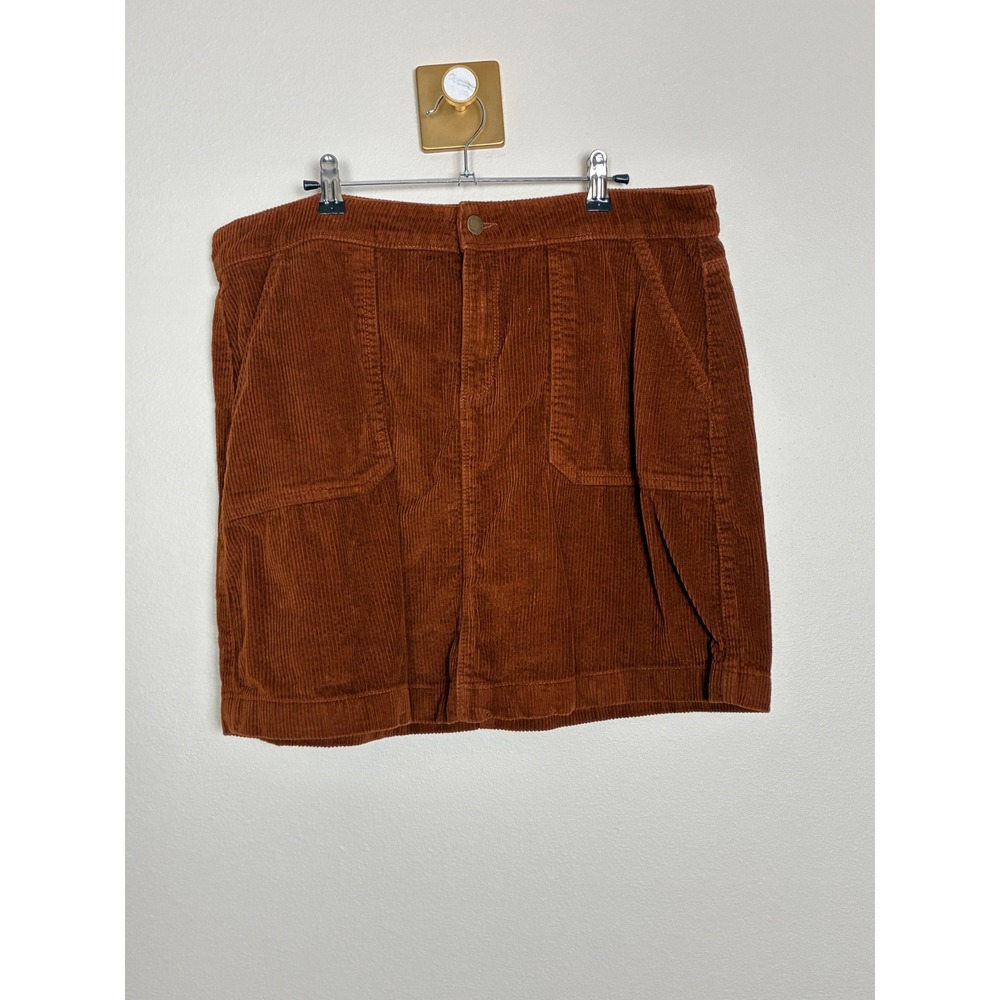 Dip Womens Corduroy Mini Skirt Rust Brown Burnt Orange Cotton Size 16